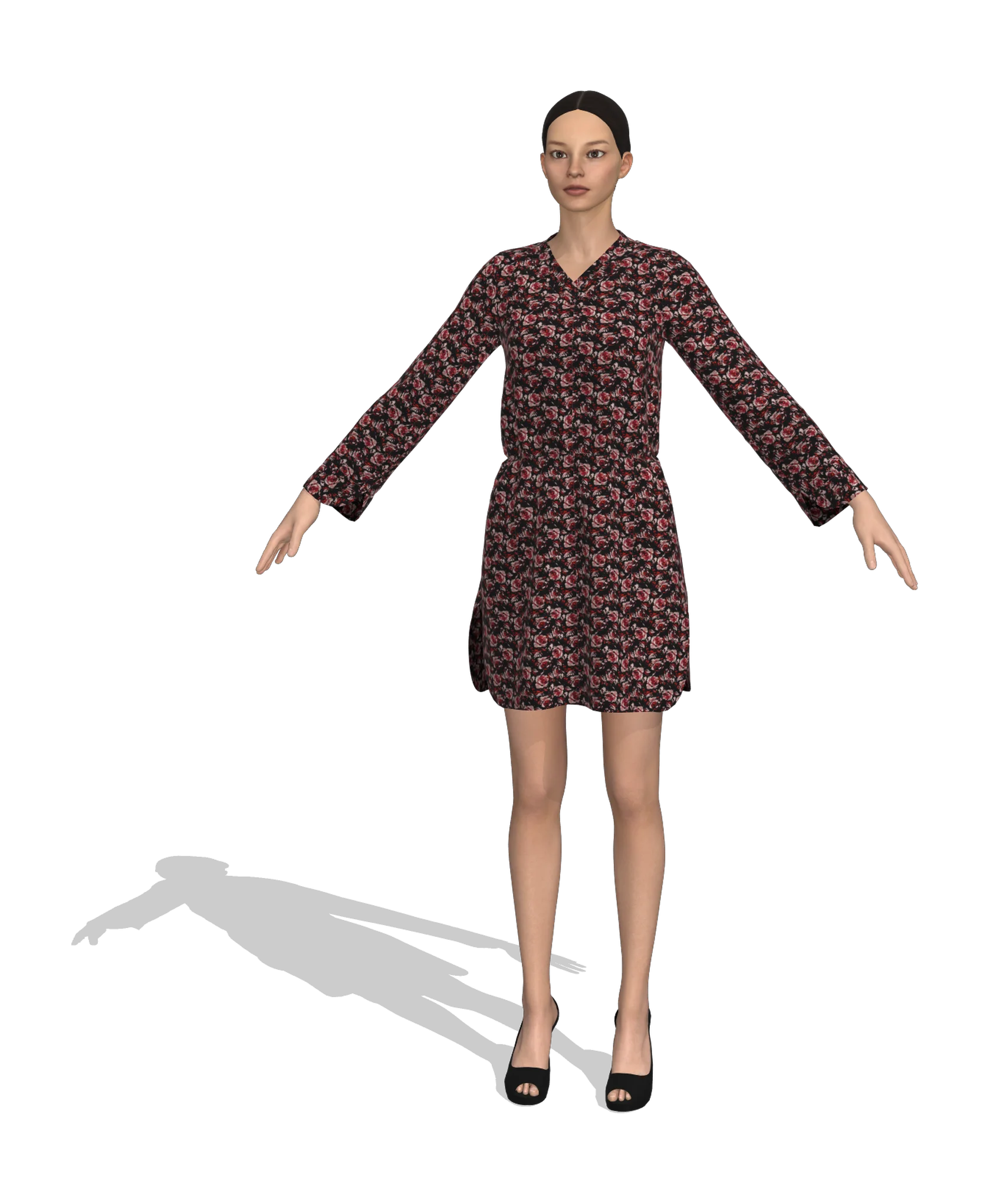 KDscion p197 full sleeve shift dress - elastic waist